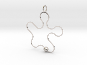 curves and lines with ball in Rhodium Plated Brass