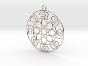 Pendant Chinese Motif 1 in Rhodium Plated Brass