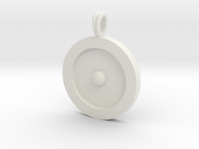 Circumpunct Dot Circle symbolic Jewelry Pendant in White Natural Versatile Plastic