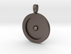 Circumpunct Dot Circle symbolic Jewelry Pendant in Polished Bronzed Silver Steel