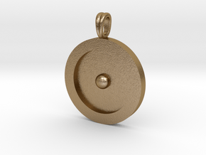 Circumpunct Dot Circle symbolic Jewelry Pendant in Polished Gold Steel
