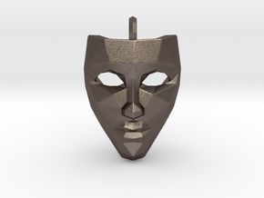 Mask Pendant in Polished Bronzed Silver Steel