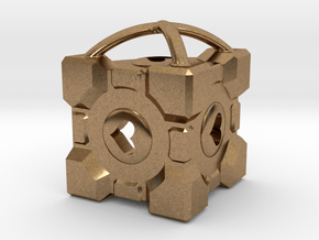 1" Portal Companion Cube Pendant in Natural Brass