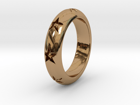 Ring Of Stars 14.9mm Size 4 in Polished Brass
