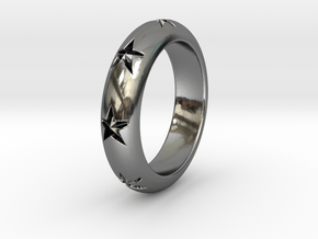 Ring Of Stars 14.1mm Size 3 in Fine Detail Polished Silver