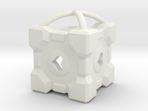1" Portal Companion Cube Pendant in White Natural Versatile Plastic