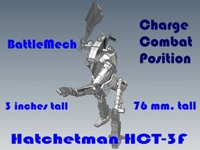3 inch BattleMech Hatchetman Combat in White Natural Versatile Plastic