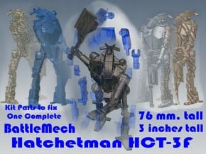 3 inch BattleMech Hatchetman in Parts in Smooth Fine Detail Plastic