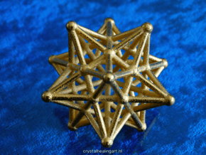 Stellated Dodecahedron -12 Pointed Merkaba in Polished Gold Steel