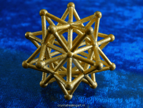 Stellated Icosahedron - 20 Pointed Merkaba in Polished Gold Steel