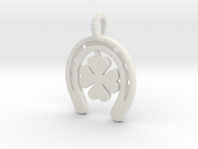 Horse Shoe With Luck Charm in White Natural Versatile Plastic