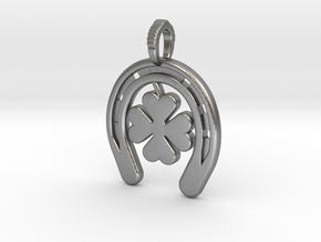 Horse Shoe With Luck Charm in Natural Silver
