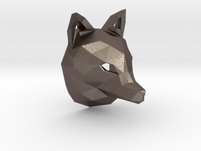 Low Poly Fox Pendant in Polished Bronzed Silver Steel