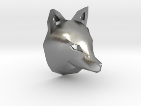 Low Poly Fox Pendant in Natural Silver
