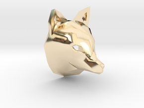 Low Poly Fox Pendant in 14K Yellow Gold