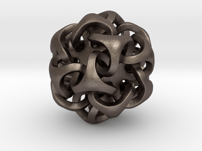 Interlocking Ball based on Icosahedron in Polished Bronzed Silver Steel
