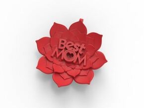 Mother's Day - Flower Pendant #BestMom in Red Processed Versatile Plastic