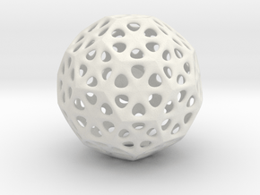 Mystic Icosahedron, Enclosing Small Solid Sphere in White Natural Versatile Plastic