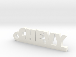 CHEVY Keychain Lucky in White Processed Versatile Plastic