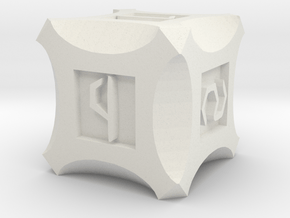 Curved Dice in White Natural Versatile Plastic