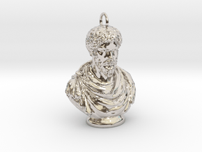 Marcus Aurelius Keychains 2 inches tall in Rhodium Plated Brass