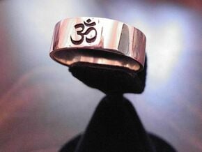 OM Ring - Embossed in Fine Detail Polished Silver
