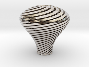 Pear Twisted Knob 3 1 in Rhodium Plated Brass