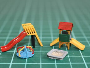 N Scale Playground Equipment in Tan Fine Detail Plastic