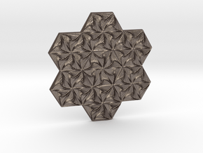 Hexagonal Spirals - Large Miniature in Polished Bronzed Silver Steel