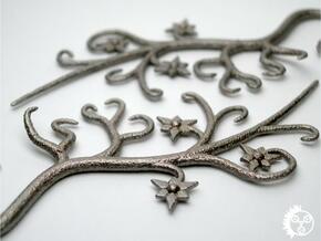 Tendril Earrings in Polished Bronzed Silver Steel
