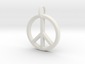 Peace Symbol in White Natural Versatile Plastic