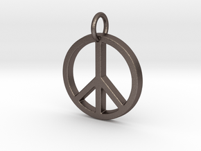 Peace Symbol in Polished Bronzed Silver Steel