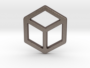 2d Cube in Polished Bronzed Silver Steel