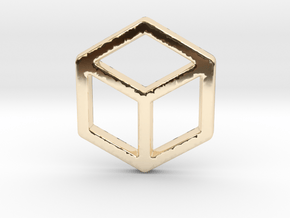 2d Cube in 14K Yellow Gold