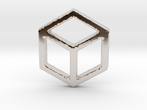 2d Cube in Rhodium Plated Brass