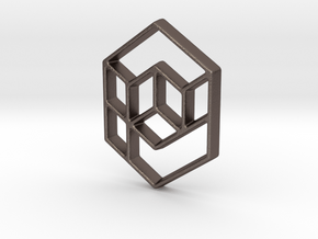 Geometrical cube in Polished Bronzed Silver Steel