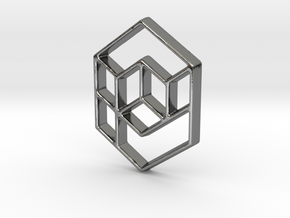 Geometrical cube in Polished Silver
