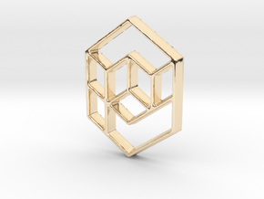 Geometrical cube in 14k Gold Plated Brass