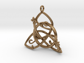Budding Trinity Pendant in Natural Brass