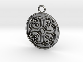 Pendant Swirled Cross in Polished Silver