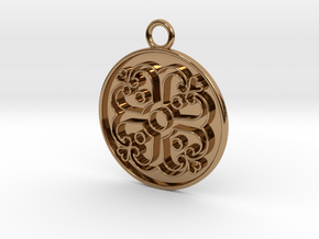 Pendant Swirled Cross in Polished Brass
