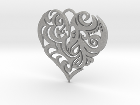 Beautiful Romantic Floral Heart Pendant Charm in Aluminum