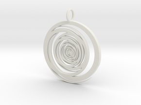 Abstract Vortex Swirl Pendant Charm in White Natural Versatile Plastic