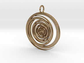 Abstract Vortex Swirl Pendant Charm in Polished Gold Steel