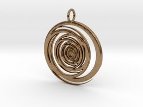 Abstract Vortex Swirl Pendant Charm in Natural Brass