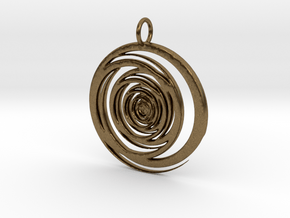 Abstract Vortex Swirl Pendant Charm in Natural Bronze