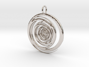 Abstract Vortex Swirl Pendant Charm in Platinum