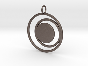 Abstract Two Moons Pendant Charm in Polished Bronzed Silver Steel