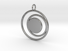 Abstract Two Moons Pendant Charm in Natural Silver
