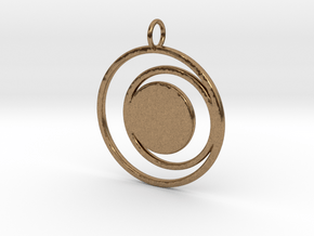Abstract Two Moons Pendant Charm in Natural Brass
